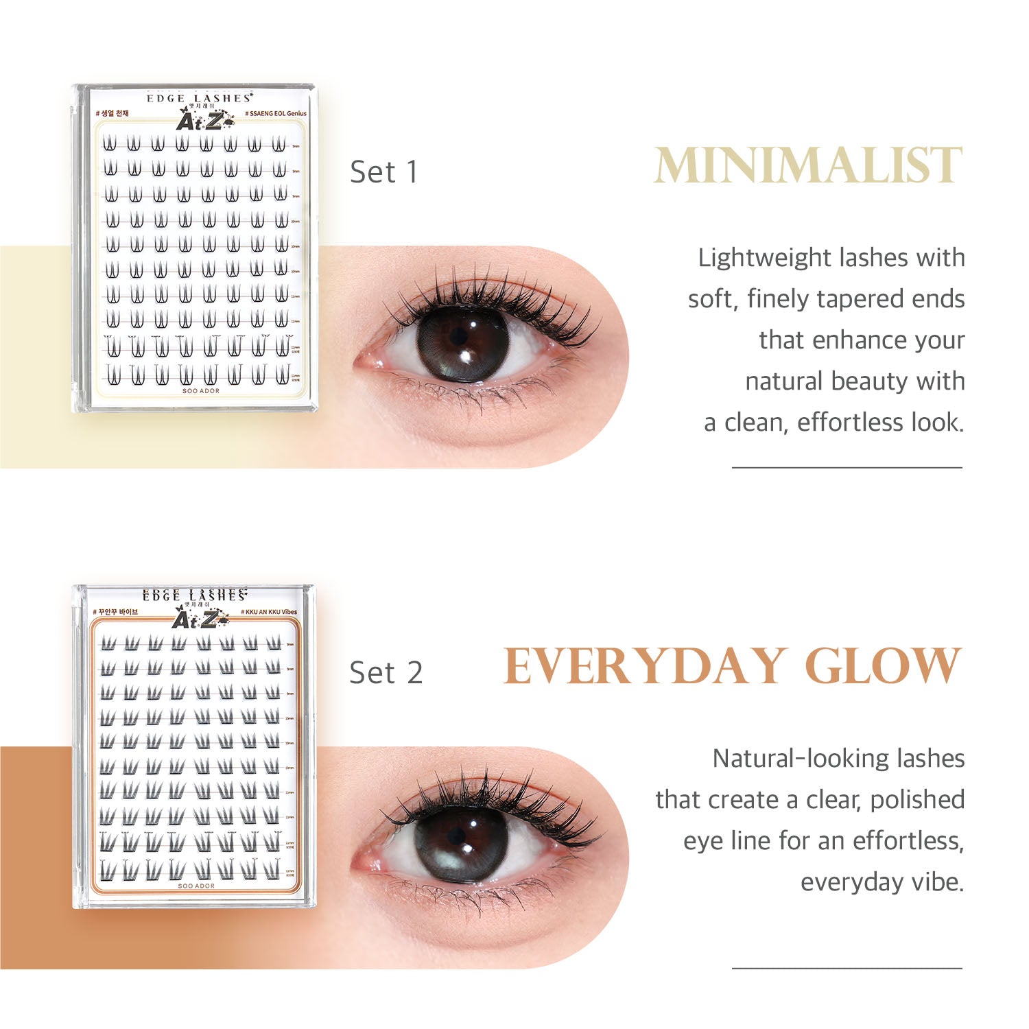 SOO ADOR Edge Lashes 6-Style Set (Lash Tweezers Included)