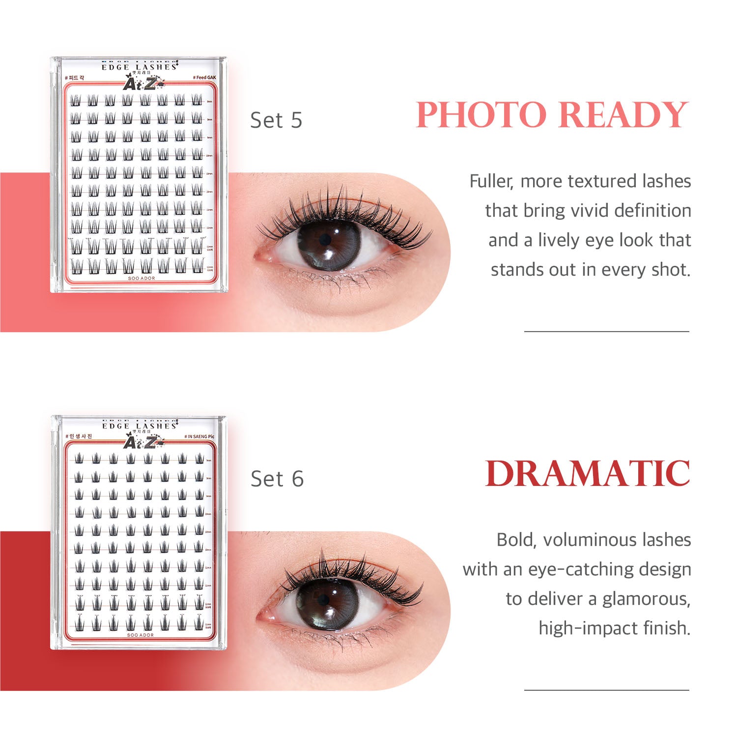SOO ADOR Edge Lashes 6-Style Set (Lash Tweezers Included)