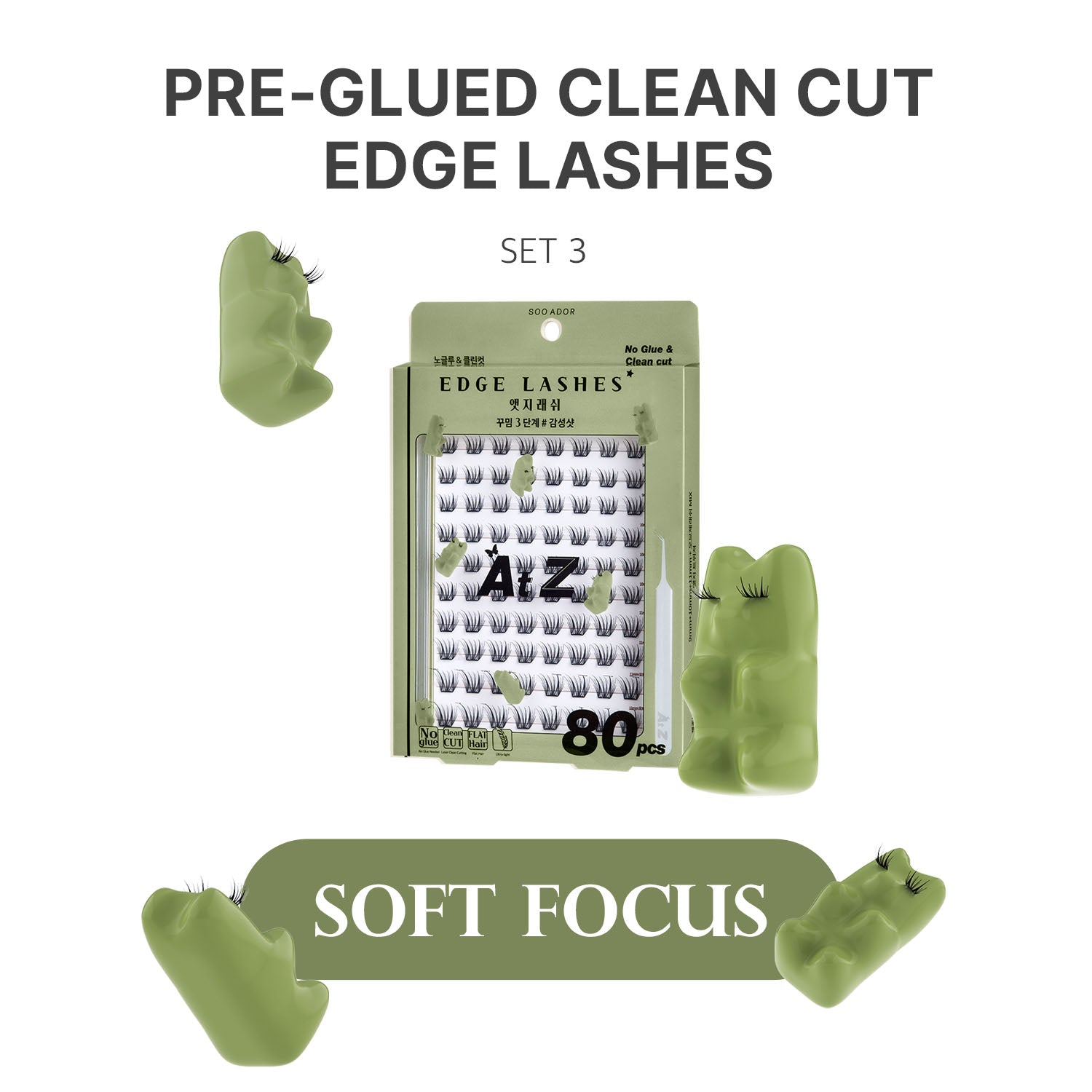 SOO ADOR Edge Lashes - Soft Focus (Lash Tweezer included)