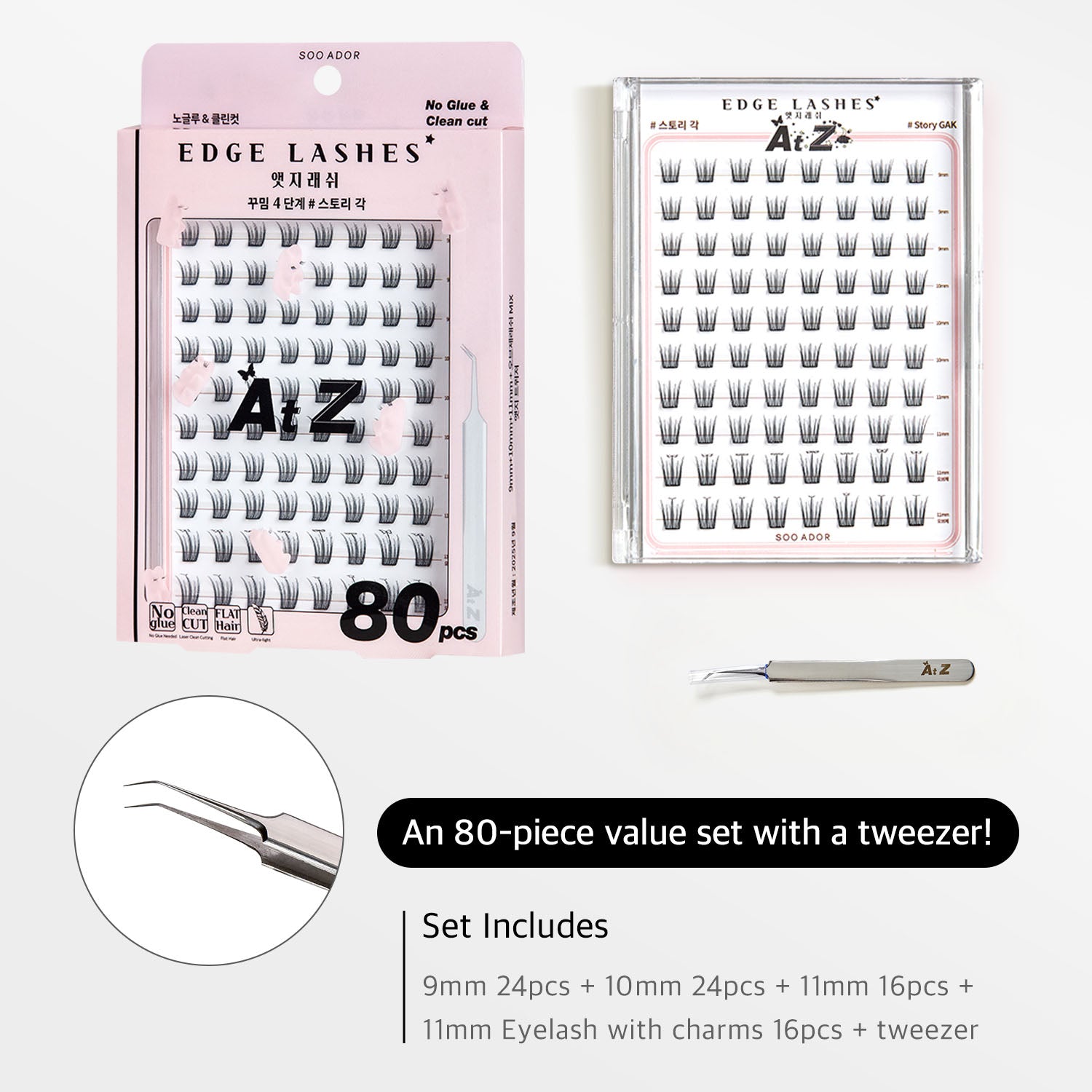 SOO ADOR Edge Lashes - Story Moment (Lash Tweezer included)