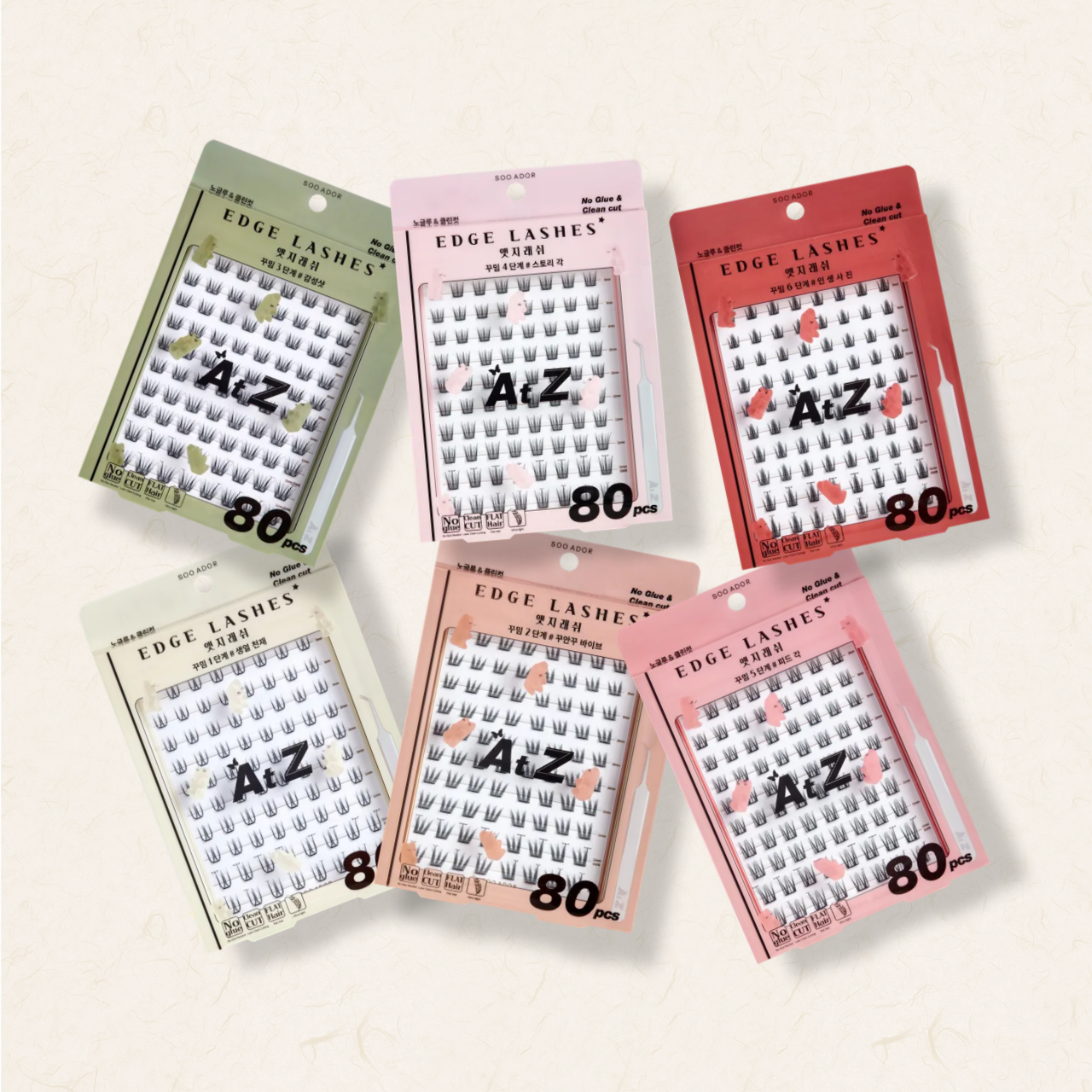 SOO ADOR Edge Lashes 6-Style Set (Lash Tweezers Included)