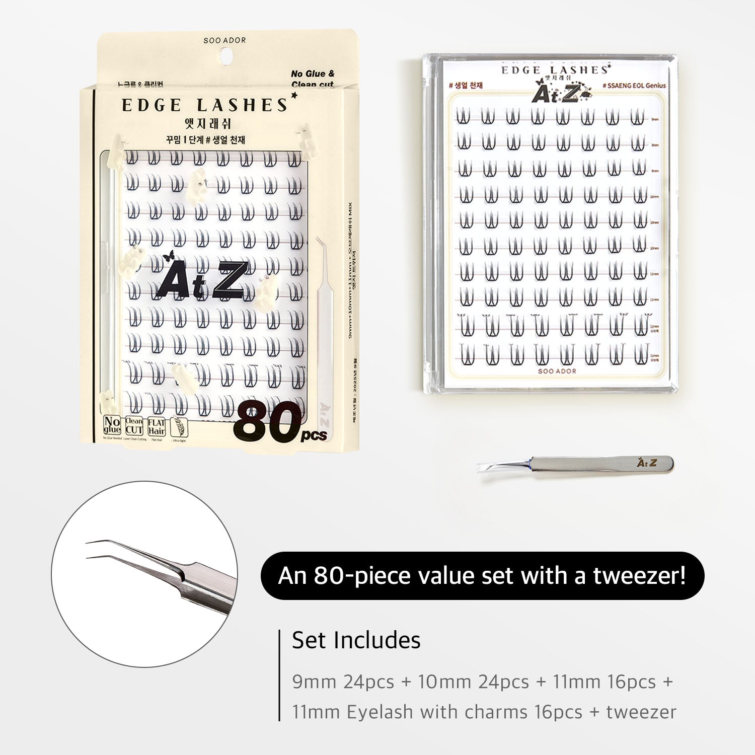 SOO ADOR Edge Lashes - Minimalist (Lash Tweezer included)