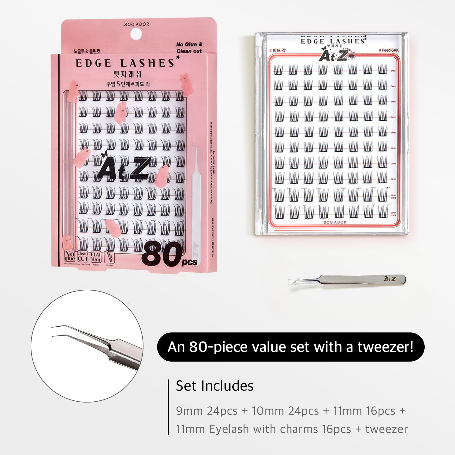 SOO ADOR Edge Lashes - Photo Ready (Lash Tweezer included)