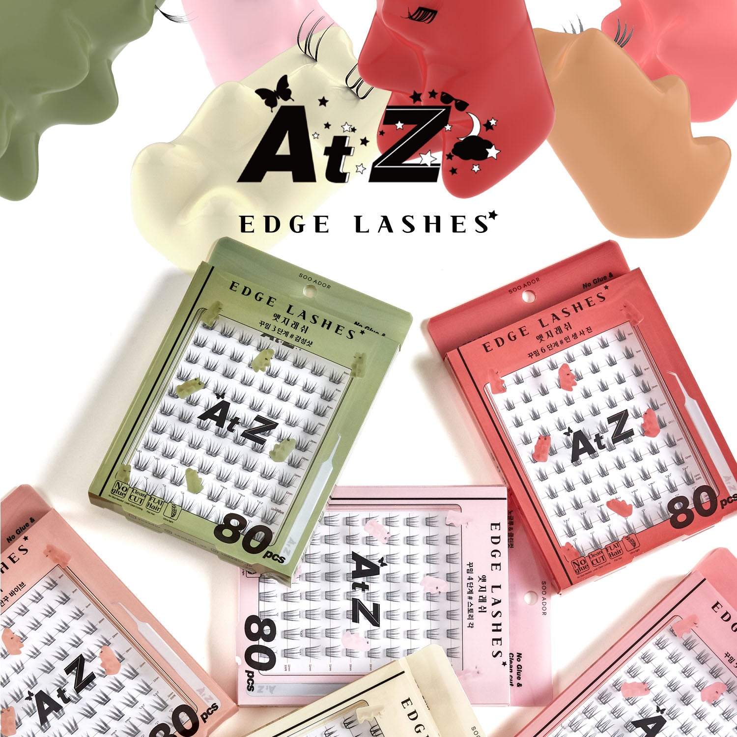 SOO ADOR Edge Lashes 6-Style Set (Lash Tweezers Included)